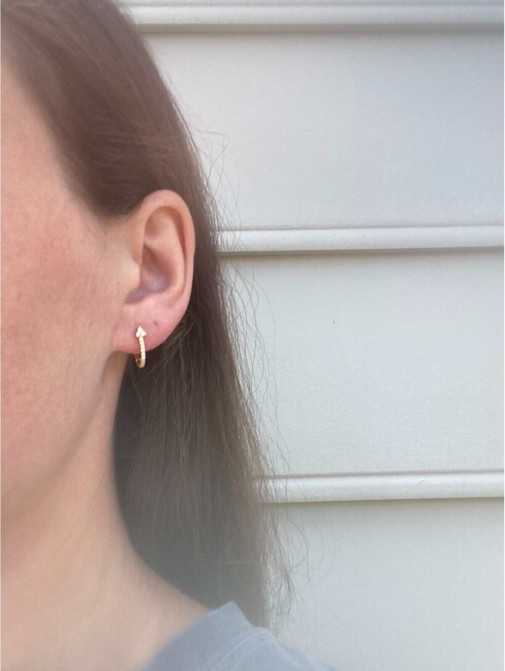Gold Plated Sterling Silver Diamond Arrow Hoop Earrings